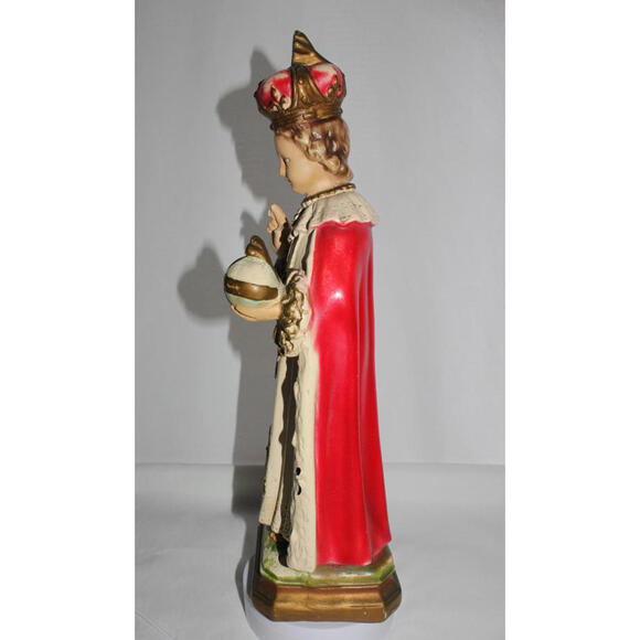 Vintage Chalkware Statue Infant of Prague Jesus Religious Figurine 17.75 in Tall - Picture 11 of 15